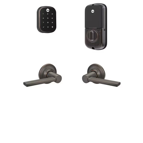 Standalone Assure Lock SL Touchscreen Deadbolt with Passage Valdosta Levers US10BP Oil Rubbed Bronze, Yale Real Living, Mfr#: BYRD652NRVL10BP